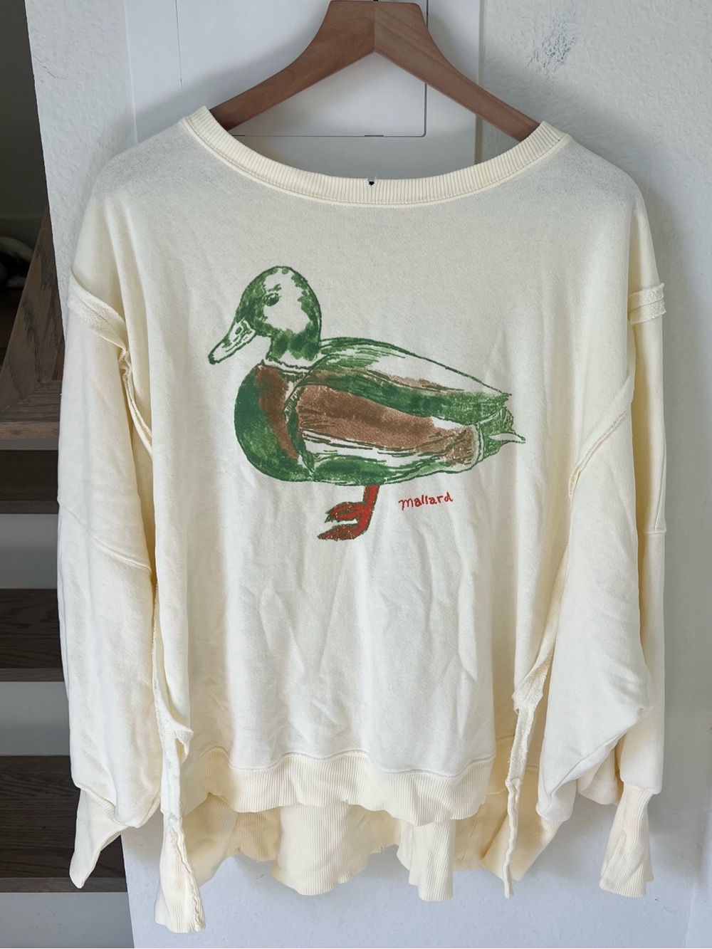 Free People We The Free Graphic Printed Camden Pullover in Mallard Combo NWT - Picture 4 of 6
